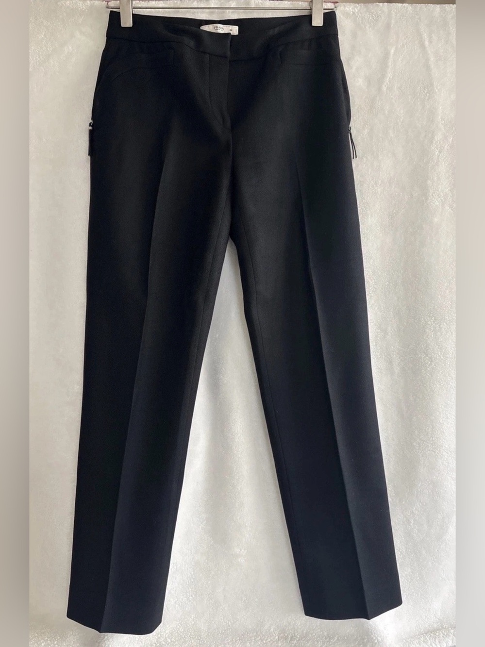 Prada Pants Womens Size 38 Black Wool Blend Flat Front Made Italy Vintage EUC